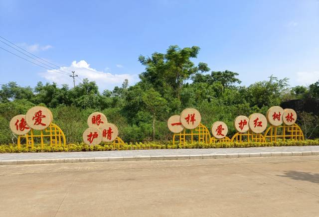 湖光镇“湖光乡韵”乡村振兴示范带沿路的醒目标语，展示当地坚守绿色发展理念。 