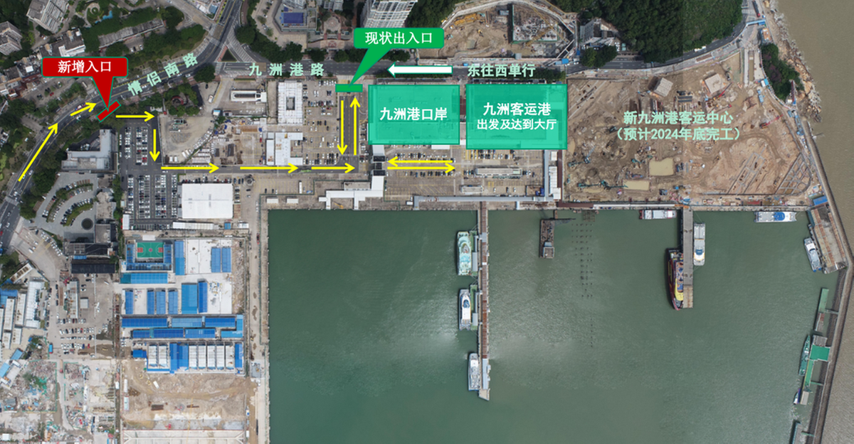 九洲客运港停车场出入口航拍图