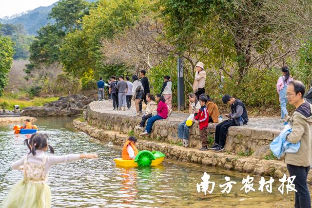 来自各地的游客在世外梅园赏梅游玩。