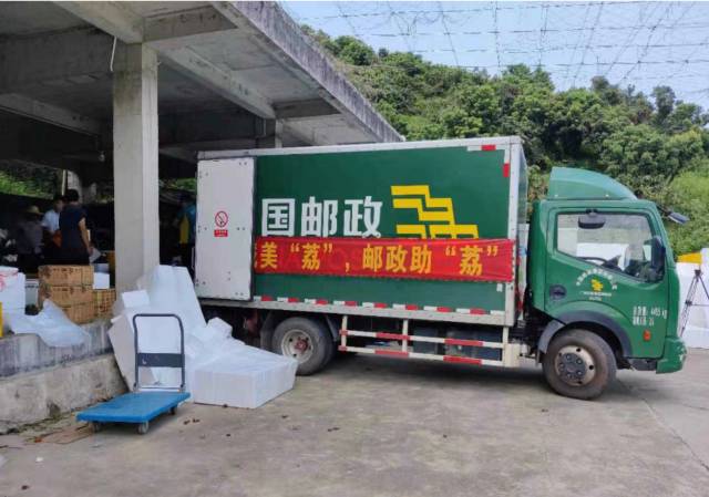 茂名邮政装运荔枝的货车
