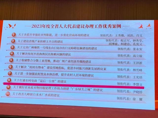 2023年度全省人大代表建议办理工作优秀案例。