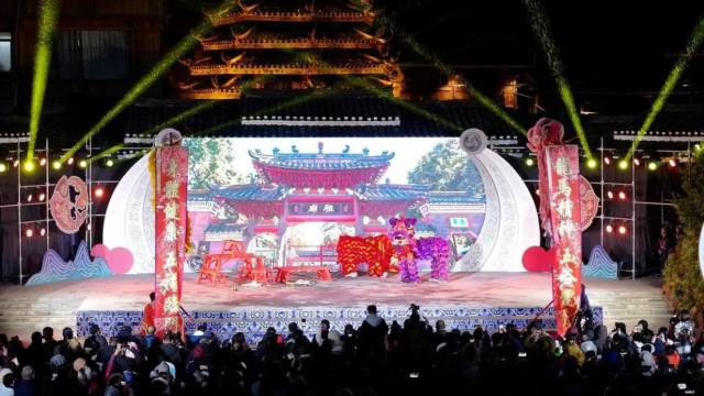 佛山醒狮亮相黎平侗年联欢晚会。图片来源：禅城发布
