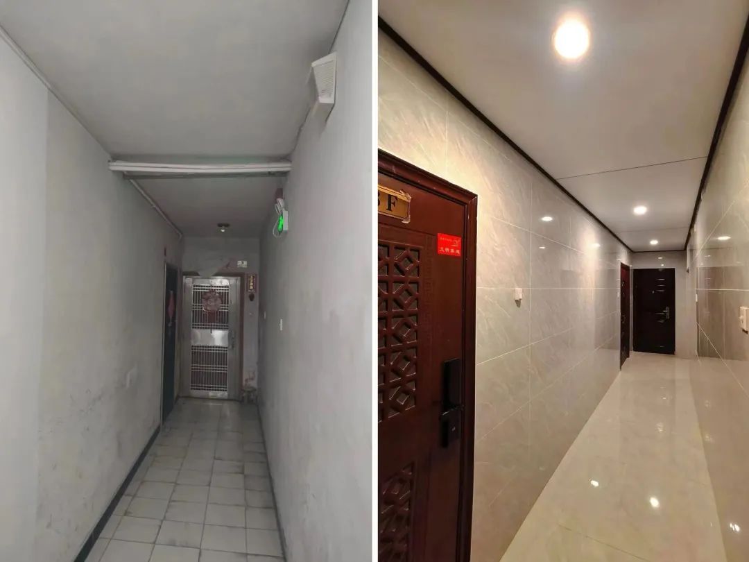 楼道改造前后对比。