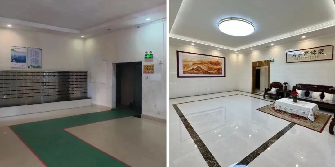 大堂改造前后对比。