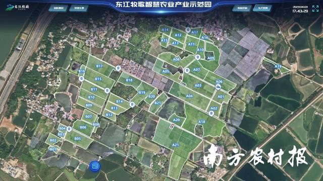 惠州东江牧歌基地智慧农业大屏。 惠州东江牧歌基地智慧农业大屏。