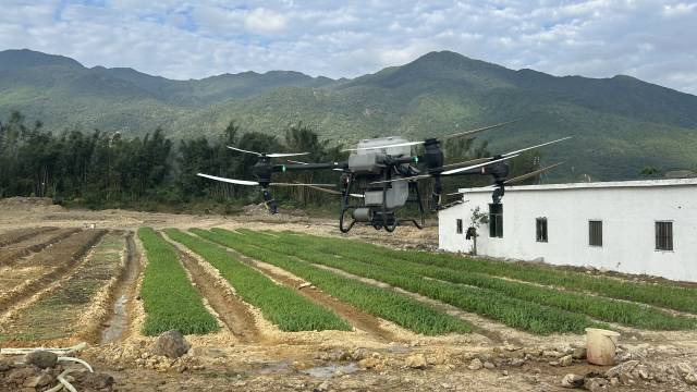 无人机在进行植保飞防。